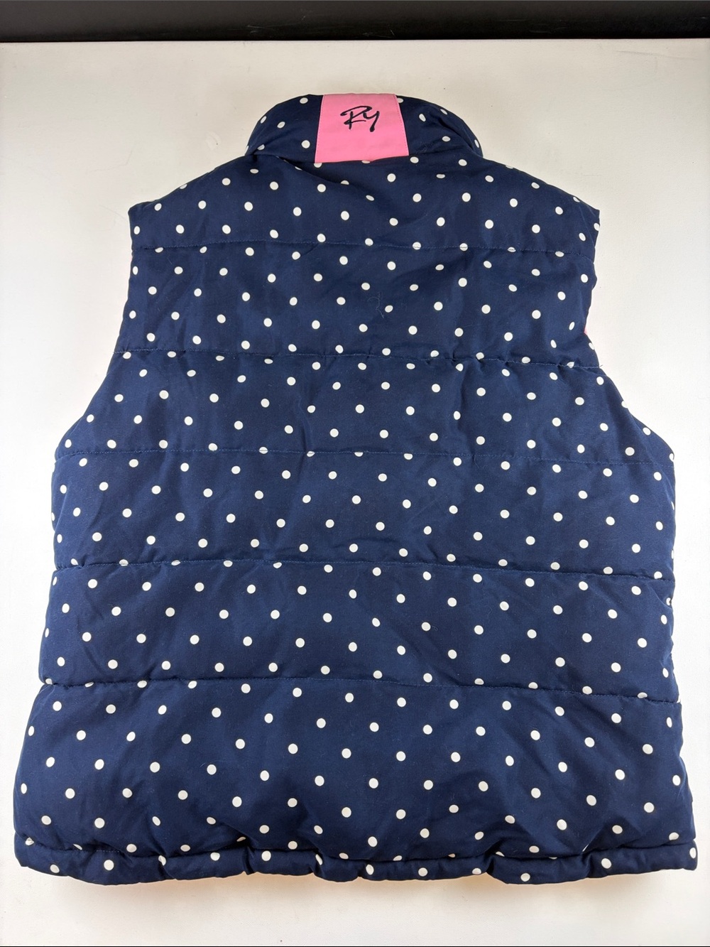 RYDALE WOMENS XL NAVY POLKA DOT PINK FLEECE QUILTED VEST GILET - Picture 6 of 6